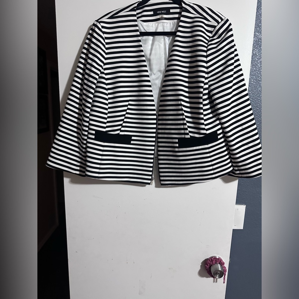 Nine West Black and White Striped Women's Blazer